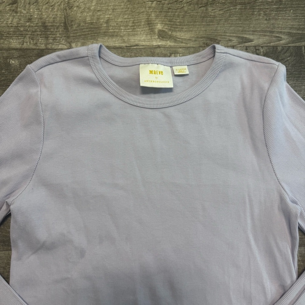 Maeve Ribbed Long Sleeve Crew Neck Shirt Lilac Purple Womens Sz. XL - Picture 3 of 7